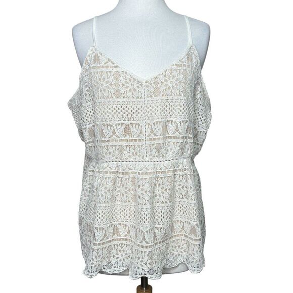 Maurices Lace Tank  Plus Size 1 Cream and Tan New With Tag - Picture 1 of 8